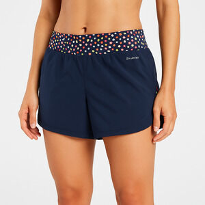 Saucony Navy Blue Polka Dot Waistband Rundry Logo‎ Athletic Shorts Womens Small